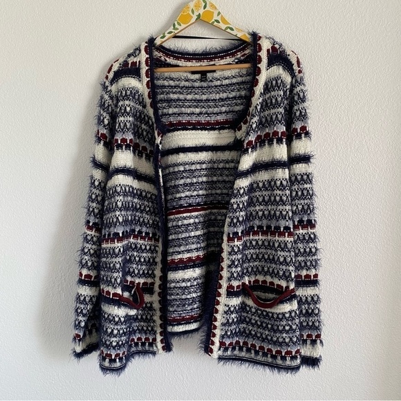Lane Bryant Multicolor Fuzzy Open Front Cardigan Sweater Size 18/20 - Picture 1 of 5